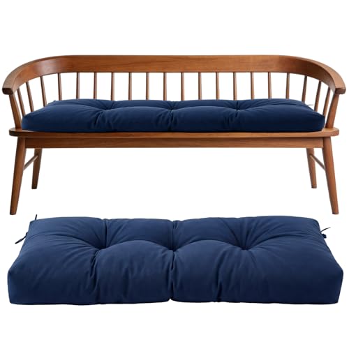 Tudomro Blue Waterproof Outdoor Bench Cushion 42x16x4 Inch Patio Furniture Cushion Mat for Outdoor/Indoor Extra Thick Lounge Bench Mat for Beach Lawn Garden - color: Blue