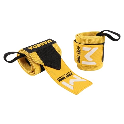 Pro-Grade Weightlifting Wrist Wraps (24") for Gym, Strength Training, and Powerlifting(1 Pair) - Heavy-Duty Thumb Loop Straps for Maximum Wrist Support in Bodybuilding & Fitness (Men & Women) - color: Yellow&Black