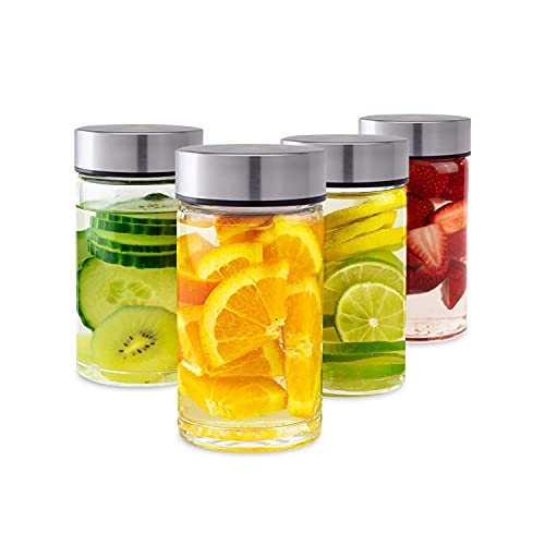 Juice Bottles - 4 Pack Wide Mouth Glass Bottles with Lids - for Juicing, Smoothies, Beverage Storage - 10oz Glass Water Bottles, BPA Free, Stainless Steel Lids, Leakproof, Reusable, Borosilicate - size: 10 oz