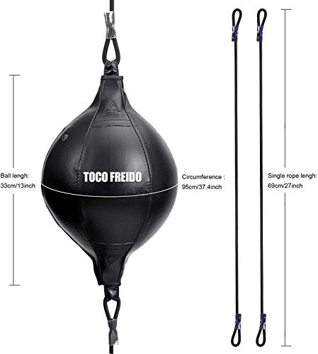 TOCO FREIDO Double End Punching Ball, Speed Bag with Difficulty Levels Boxing Reflex Ball with Headband, Perfect for Reaction, Agility, and Hand Eye Coordination Training - color: Black 0