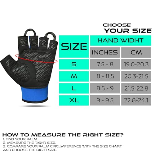 BEAST RAGE Workout Gloves for Men, Durable Palm Grip Gym Gloves Women Half Finger Elasticated Training Weight Lifting Strength Bodybuilding Anti Slip Cycling Gloves Exercise - color: Blue, size: Medium