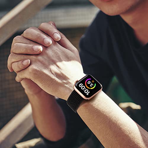 6 Pack Sport Nylon Loop Band Compatible with Apple Watch Band 38mm 40mm 41mm 42mm 44mm 45mm 46mm 49mm for Women Men, Adjustable Breathable Braided Straps for iWatch Series 11/10/9/8/7/6/5/4/3/SE/Ultra - color: Pink Sand/Pink Sand/Pearl Pink/Pearl Pink/Sea