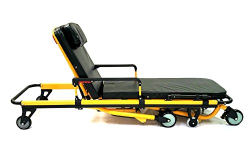 MS3C-200S Professional Ambulance Stretcher, IV Pole, One Man Vehicle Loading, Collapsable Side Rail, Weight Capacity 350 lbs