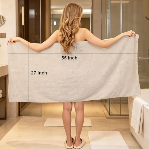 2 Pack Bath Towel Set, Lightweight Waffle Bath Towel Set, Microfiber Super Soft Highly Absorbent, Sturdy Quick Drying Towels for Bathroom, Gym, SPA, Yoga (2 Piece 27" x 55", Coffe) - color: Coffee, size: 27 x 55 Inch