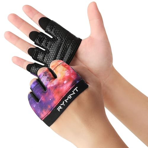 Minimal Workout Gloves for Women Men, Micro Fingerless Gym Gloves Grip Pads | Work Out Gloves for Kettlebells, Weight Lifting, Exercise, Pull Up, ,Cross Training, Silicone Grip Lifting Half Finger Gloves - color: 4-Galaxy, size: Large
