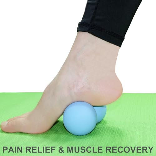 Hard Peanut Massage Ball, Double Lacrosse Massage Ball. Deep Tissue Massage Roller Mobility Ball for Physical Therapy Myofascial Release Muscle Relaxer Acupoint Massage (Blue) - color: Blue