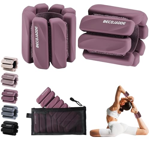 BECOJADDE Ankle Weights Set of 2 (1 lb/2 lb Each) for Women Men Adjustable Wrist Bracelet for Home Gym Weighted Bangles Wristbands Leg Arm Weights for Walking Swimming Running Pilates Yoga Gym - color: Deep Plum, size: 4 Lb Pair (2 Lb Each)