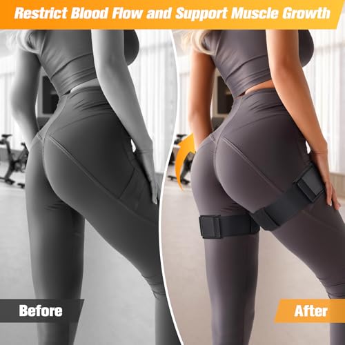 Booty Bands, Blood Flow Restriction Bands for Women/Men, Adjustable BFR Training Bands for Glutes & Hip Building, Occlusion Resistance Bands - color: Black