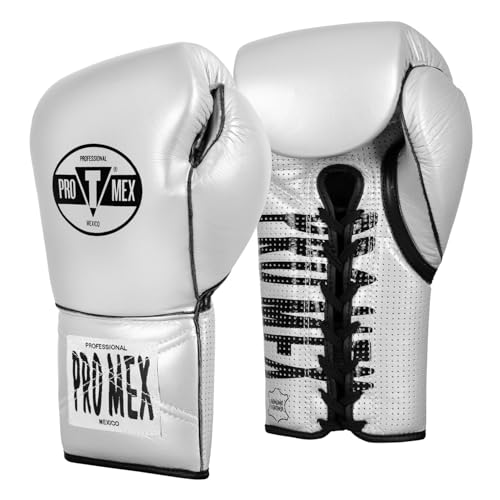 Title Boxing Pro Mex Professional Edge Lace Training/Sparring Boxing Gloves - color: Silver, size: 14 oz