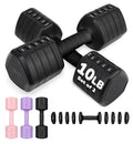 Adjustable Dumbbell Set of 2, 10LB 20LB 30LB Weight Set | Hand Weights for Women Men, Dumbbells for Home Gym Outdoor Exercise & Muscle Toning Weight Loss Rehab Strength Training - color: Black, style: 20 lb, Pair-Rubber Handle