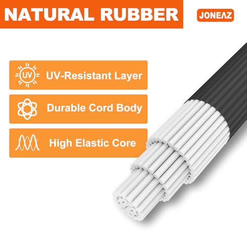 72" Jumbo Bungee Cords with Hooks, 10mm Thick 200lbs High Tension, Marine Grade UV Resistant Extra Long Straps for Kayaks, RVs and Outdoor Covers - color: Black, size: 72 inch