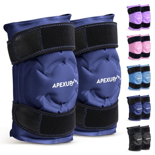 APEXUP Ice Pack for Knee Pain Relief, Large Reusable Wrap After Surgery, Flexible Gel Cold Pack for Injuries, Pain Relief for Back, Shoulder, Elbow, Ankle and Leg (Navy Blue, XXL, 2PK) - size: 2X-Large-2PK, style: Navy Blue