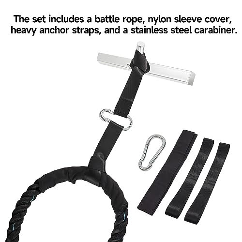 GSE Games & Sports Expert Gym Battle Rope, Heavy-Duty Workout Ropes for Indoor & Outdoor Workout, Exercise Rope for Strength Training - 30,40,50 Feet Lengths Available - color: Black&Blue, size: 30ft x 1.5"