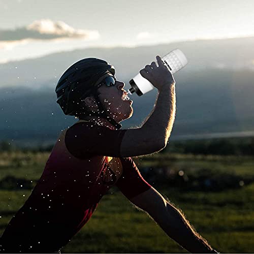 GEMFUL Water Bottle Biking BPA Free 24 Ounce 2 Pack | BPA Free, Leakproof, Squeeze Design For Easy Hydration, Fits Standard Bike Cages, Reusable & Durable, for Bicycle, Bike, MTB - color: Black+White