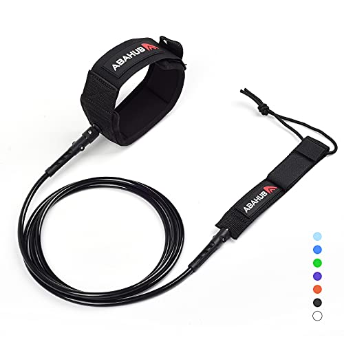 Abahub Surfboard Leash, 6/7/8/9/10 ft Straight Legrope Strap for Boards | Premium Surf Leash,Shortboard,Longboard,Durable,Tangle Free,Anti-Slip - color: Black, size: 8ft & 7mm