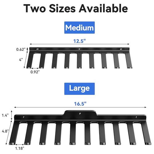 Wall-Mounted Home Gym Equipment Storage Rack for Resistance Bands, Barbell Bars, Cable Attachments, Lifting Belts, Jump Ropes, and Chains - size: Large