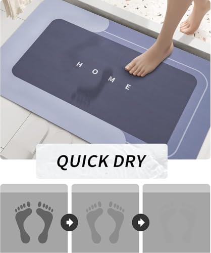 Housego Absorbent Bath Mat, Quick Dry Bath Rug, Non-Slip, 16.93x26.77, Blue | Absorbent Bath Mat Magic Rug; Quick Drying Magic Bath Mat Non-Slip Floor Rug Rubber Backed for Bathroom Kitchen Shower Sink - color: Blue, size: 1'5" x 2'3" (Rectangular)