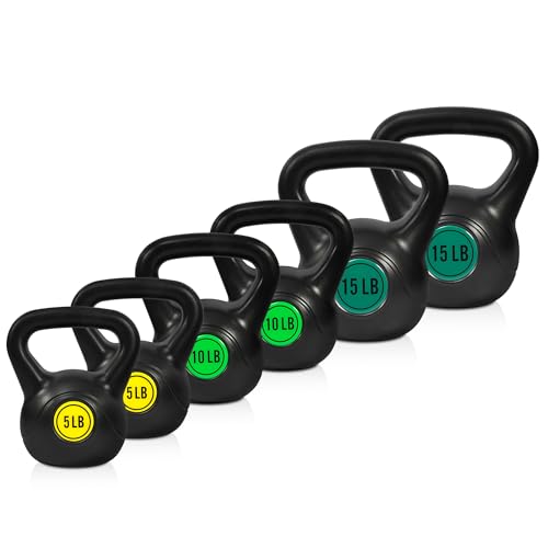 Fitvids Kettlebell Sets Piece Strength Training KettleBells Weight Set - style: 60LB Set of 6: 5/10/15LB Pair