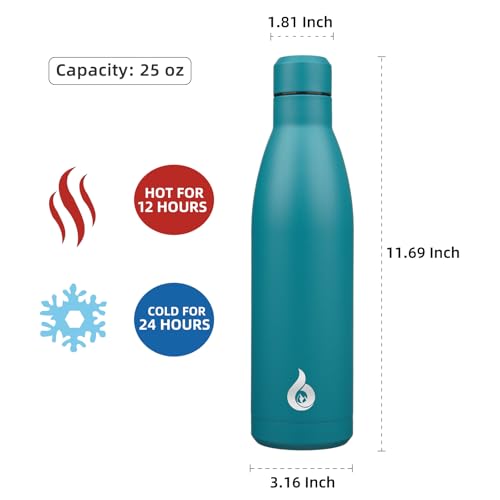 BJPKPK 25oz Insulated Stainless Steel Water Bottles Reusable Metal Travel Sports Water Bottle Keep Cold and Hot,Laguna - color: Laguna, size: 25 Ounces