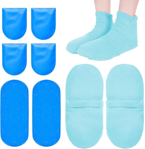 Reusable Cold Therapy Socks, Ice Pack for Feet Heels Injuries Swelling, Hot and Cold Therapy Socks for Plantar Fasciitis Neuropathy Chemotherapy Pain Relief for Foot Ankle (Green) - color: Green