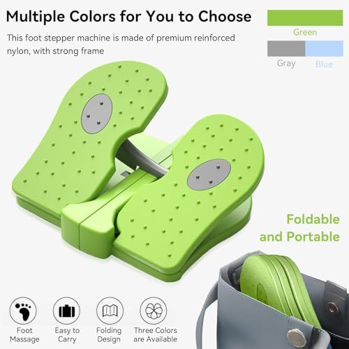 Mini Stepper Trainer, Reinforced Nylon Foot Stepper Exercise Machine Quiet Stair Stepper Foldable Leg Exerciser Peddle for Home Office - color: Green