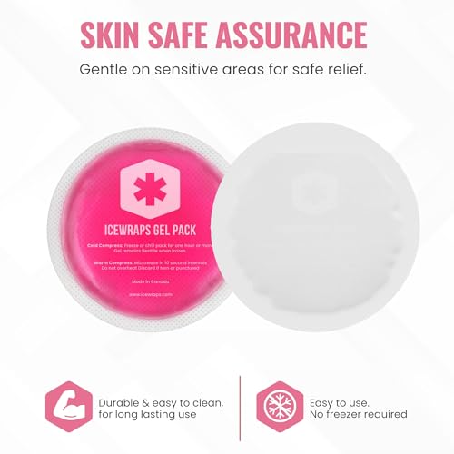 ICEWRAPS 4 inches Round Reusable Ice Packs with Cloth Backing, 5-Pack Pink | Easy to Use Hot and Cold Gel Pack, Flexible Cold Packs, Leak-Resistant, Sensitive Skin Safe, Made in Canada, FSA-HSA Eligible - style: Pink- with Cloth Backing