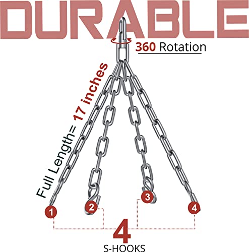 360 Rotation Heavy Bag Chain, Punching Bag Hanger with Stainless Steel Swivel Chain and 4 Snap Hooks, Mount for Hammock, Gym Swing, Yoga Swing, Trapeze - size: Chain 4 Panels