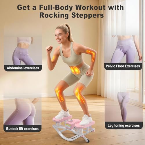 HOTWAVE Rock Stepper, The Rock Stepper Side to Side Exercise Machine – 350 lb Capacity, Oversized Pedals, Low Impact 3D Lateral Stepper for Home Workout - color: Pink