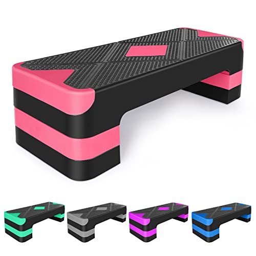 Adjustable Exercise Workout Aerobic Stepper Step Platform Trainer - color: Red
