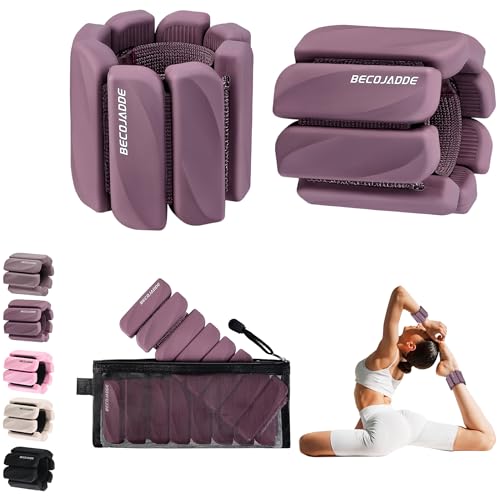 BECOJADDE Ankle Weights Set of 2 (1 lb/2 lb Each) for Women Men Adjustable Wrist Bracelet for Home Gym Weighted Bangles Wristbands Leg Arm Weights for Walking Swimming Running Pilates Yoga Gym - color: Deep Plum, size: 2 Lb Pair (1 Lb Each)