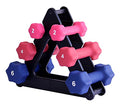 Ader Neoprene Dumbbell Set - color: Neoprene DBS w/ 3 Pair Rack (2, 4, 6 Lbs)