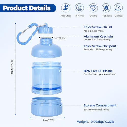 2 Pack Protein Powder Container to Go, 50g/100g Stackable Powder Holder with Keychain, Travel Funnel Bottle for Shaker Bottle, Sky Blue & Sakura Pink - color: Sky Blue & Sakura Pink