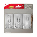 Command 10 lb X-Large Satin Nickel Triple Hooks, 3 Hooks and 12 Strips, Damage-Free Hanging with Adhesive Strips, No Tools Wall Hook for Hanging Decorations in Living Spaces - style: 3-Pack