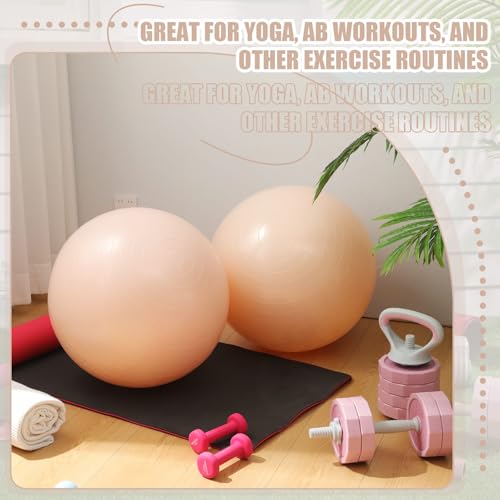 Leyndo 4 Pcs 26 Inch Yoga Exercise Ball Pilates Pregnancy Birthing Fitness Ball with Quick Pump Anti Burst for Improved Posture, Balance, Yoga, Pilates, Training - color: Nude