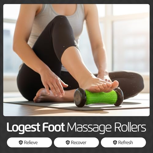 Logest Foot Massage Roller - for Trigger Point Therapy, Injury Rehabilitation & Deep Tissue Massage - Prevent Stiffness & Improve Strength - Silicon with Nodules (Blue - Green 2 Pack) - color: Blue - Green 2 Pack