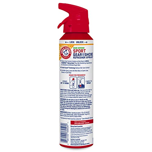Arm & Hammer™ Sport Gear & Shoe Refresher Spray, Heavy Duty Odor Defense for Sports Gear and Footwear, Deodorizer for Gym Bags, Boxing Gloves, Hockey Equipment, and Football Pads (6.7 oz) - size: 6.7 Ounce (Pack of 1)