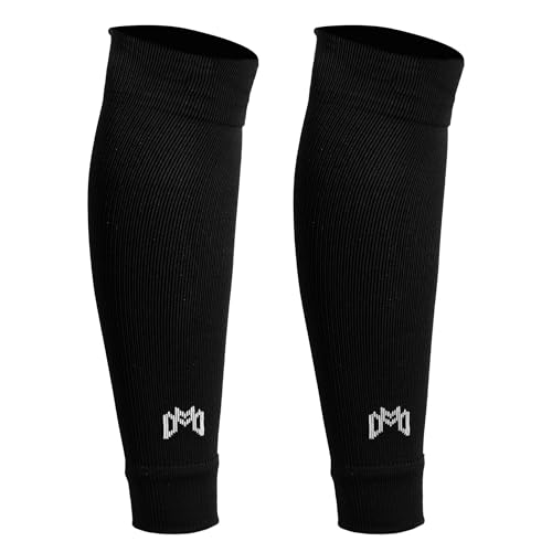 MediCaptain Pre Cut Soccer Sock Sleeves, Companion for Soccer Grip Socks, Securely Holds Shin Guards, Compression Leg Warmer - color: Black