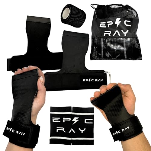 Carbon Microfiber Gymnastics Grips for Cross Training & Calisthenics – Hand Grips Kit with Wrist Wraps & Thumb Tape for Men and Women - size: Large
