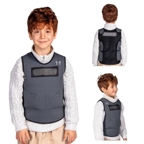 Weighted Compression Vest for Kids – Adjustable Sensory Vest with Removable Weights – Breathable Mesh Lining – Comfortable Fit for Home and Classroom - size: Extra Large
