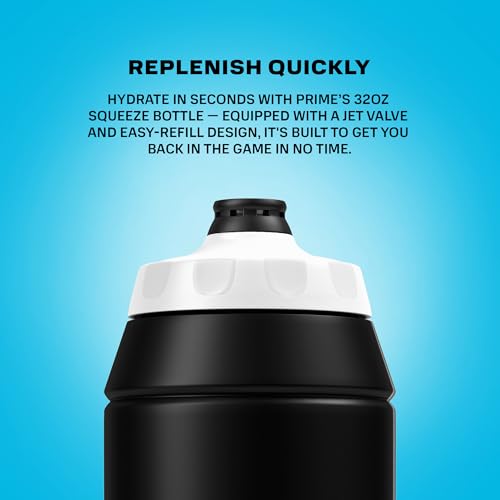 PRIME 32 oz Black Graffiti Squeeze Sports Water Bottle, BPA Free, Dishwasher Safe, Easy-Grip Ergonomic Leakproof Design, Fast Hydration for Gym, Cycling, Running - color: Black