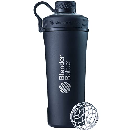 BlenderBottle Radian Shaker Cup Insulated Stainless Steel Water Bottle with Wire Whisk, 26-Ounce, Matte Black - color: Matte Black