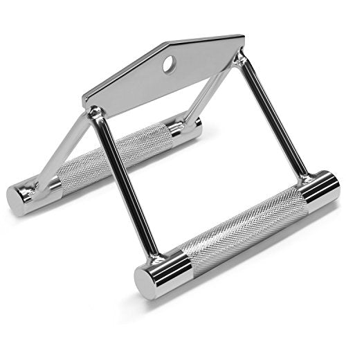 Yes4All Cable Machine Attachment, Double D Handle & Tricep Rope Cable Attachment, Weight Machine Accessories Load 880 LB for Home Gym - color: A. Double Row Chrome