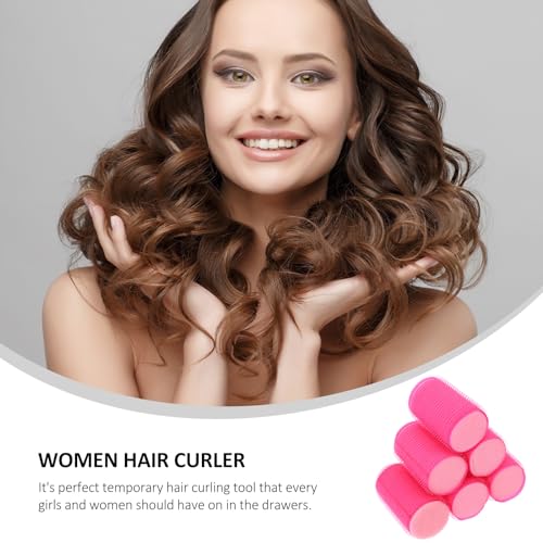 Uonlytech 8Pcs Hair Sponge Curlers Hair Rollers Set Self Grip Foam Hair Rollers Hairdressing Tools for Women Girls Long Hair, Rose Red