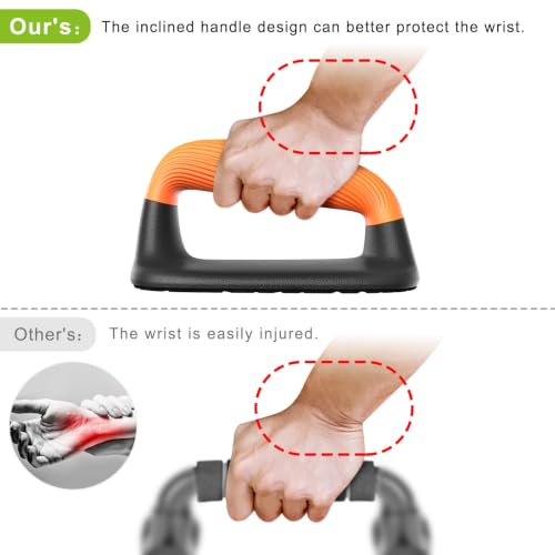 Kipika Push Up Bars, Pushup Stands, Anti-Slip Soft Plastic Push Up Handles, Bottom Anti-Slip Pad, Strength Training Equipment, Perfect for Floor Workout Exercise - color: B: Black & Orange