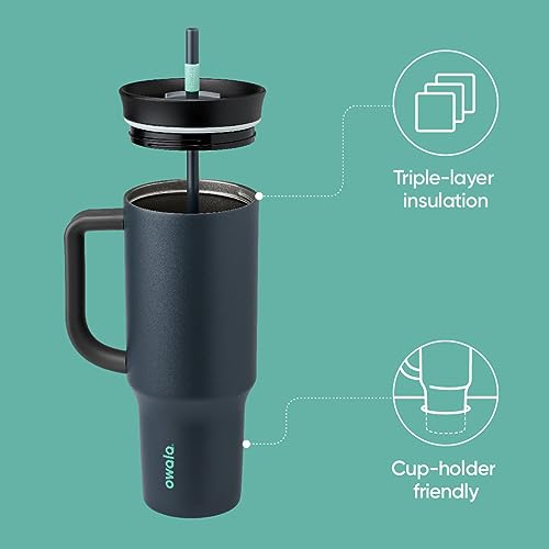 Owala Tumbler Stainless Steel Water Bottle 40 oz Foggy Tide | 2-in-1 Sip-or-Swig Lid | Splash-Resistant Lid | Reusable Straw | Cup Holder Friendly | Right & Left Hand Friendly - color: Foggy Tide, size: 40 Ounces (Pack of 1)