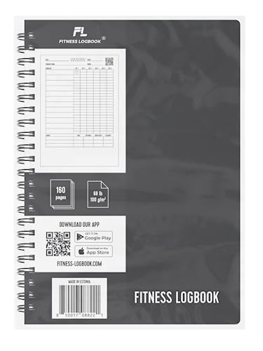 Fitness Logbook (Black) - A5 Undated Workout Journal For Men & Women - Plastic Cover & Thick Paper - Planner Log Book To Track Weight Loss, Muscle Gain, Gym Exercise, Bodybuilding Progress - style: Black Plastic