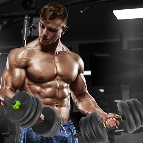 44/66/88Lb Dumbbell Sets Adjustable Weights, Free Weights Dumbbells Set for Home Gym - color: Green-Round, size: 88 LBS