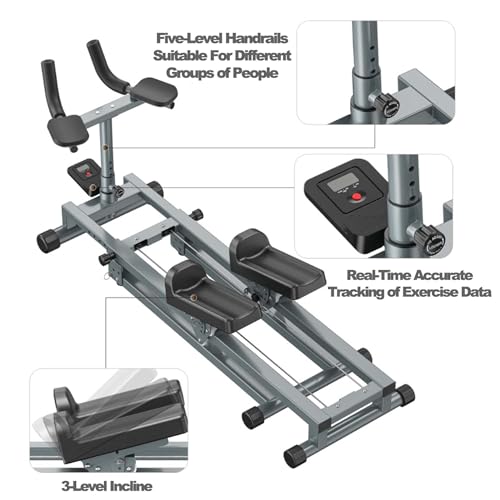 3-in-1 Spine Twist Stretcher & Stair Stepper & Waist Trainer, Multifunctional Trainer Adjustable Back Stretcher Machine for Lower Back Exercise, Core Activation & Full-Body Workout - color: Grey
