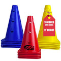 GSi Hurdle Training Cones | Multi Pack Sets | Dual Purpose Agility Cones with Holes | Ideal for Soccer, Kids, Dog, and Sports Training - style: 9" with Hole - 18 Pack
