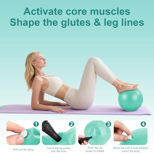Pilates Kit, Home Pilates Equipment Set with Pilates Ring, Pilates Ball and 5 Resistance Bands, Core Strength Training Workout Kit for Flexibility & Muscle Toning - color: Lake Blue